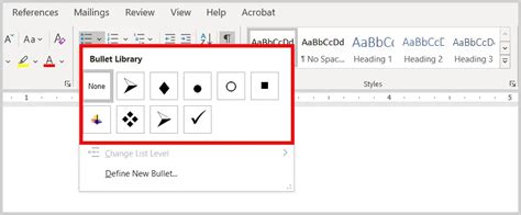 how to format bulleted list in word