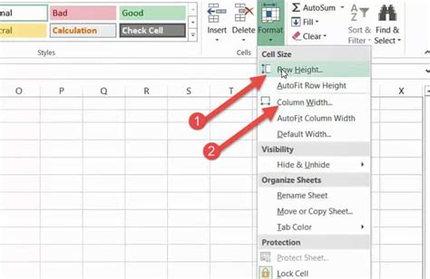 how to format column size in excel