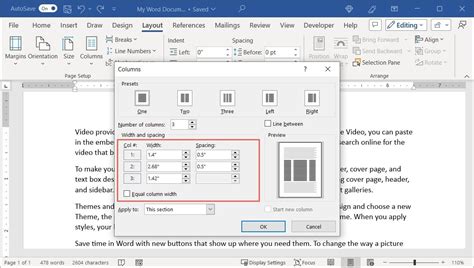 how to format columns in ms word