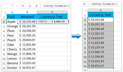 how to format currency in excel formula