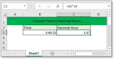 how to format decimal hours in excel