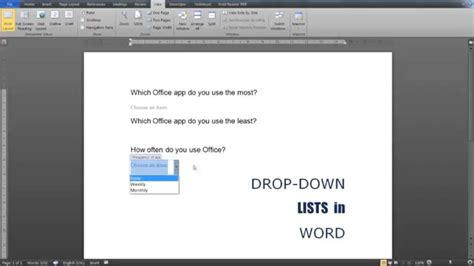 how to format drop down list in word