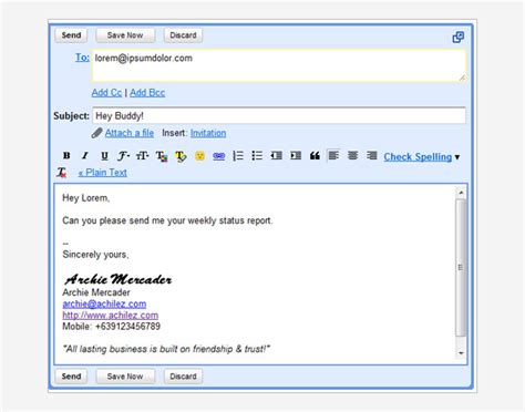 how to format email signature gmail