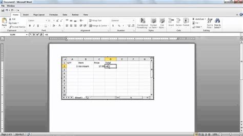how to format excel sheet in word