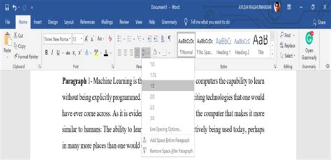 how to format line spacing in word