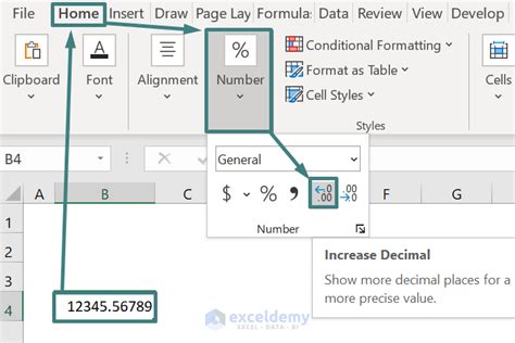 how to format number of decimal places in excel