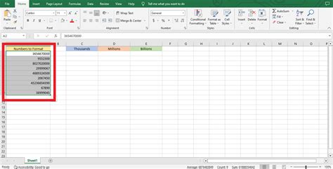 how to format numbers in thousands millions or billions in excel