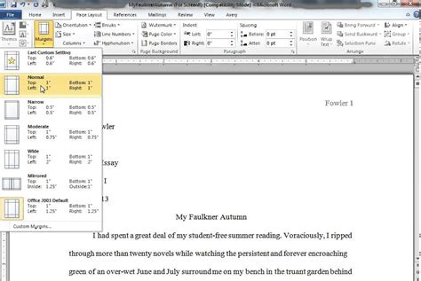 how to format page numbers for thesis