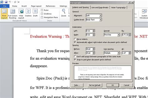 how to format paragraph spacing in word