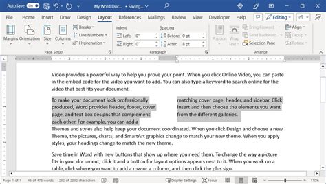 how to format selected text as two columns word