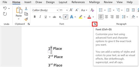 how to format superscript in word