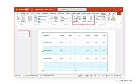 how to format table in powerpoint