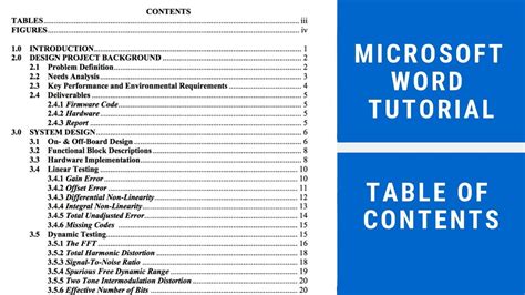 how to format table of contents