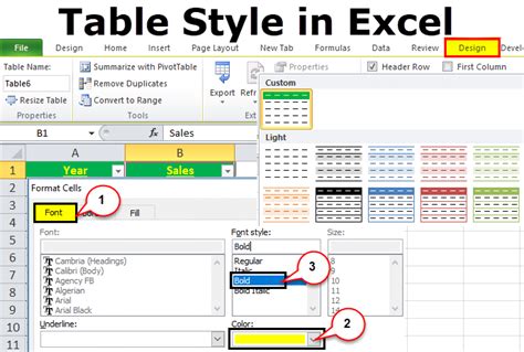 how to format table style in excel
