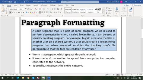 how to format text and paragraph in ms word