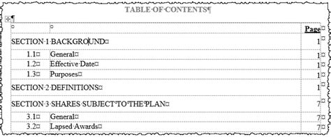 how to format text for table of contents in word