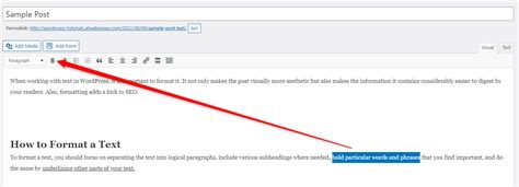 how to format text in wordpress