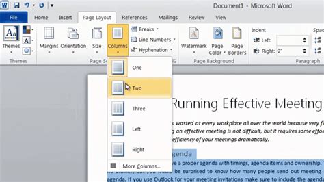 how to format text into columns word