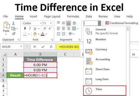 how to format time difference in excel