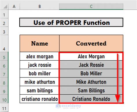 how to format title case in excel