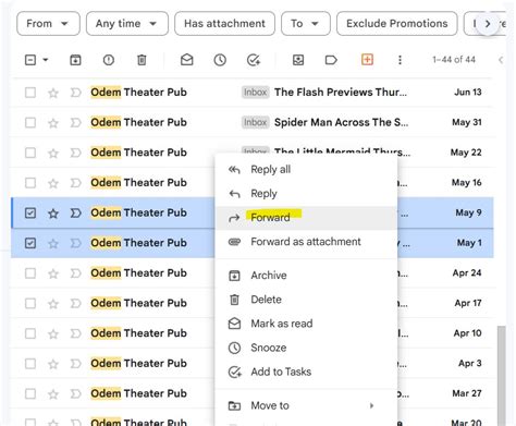 how to forward multiple emails in gmail on iphone