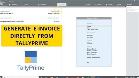 how to generate e-invoice in tally prime