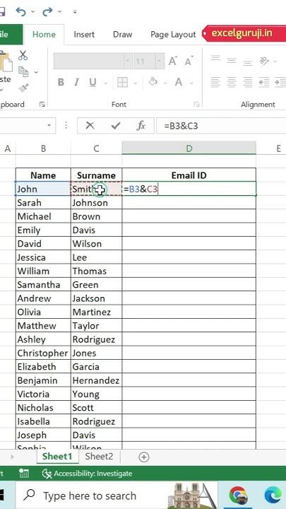 how to generate email id in excel