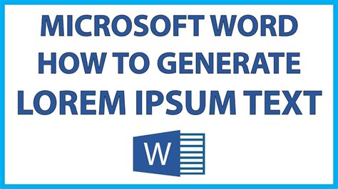 how to generate lorem ipsum text in word