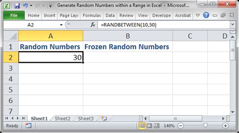 how to generate multiple random numbers in excel within a range