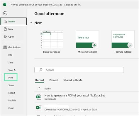 how to generate pdf from excel sheet