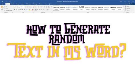 how to generate random text in ms word