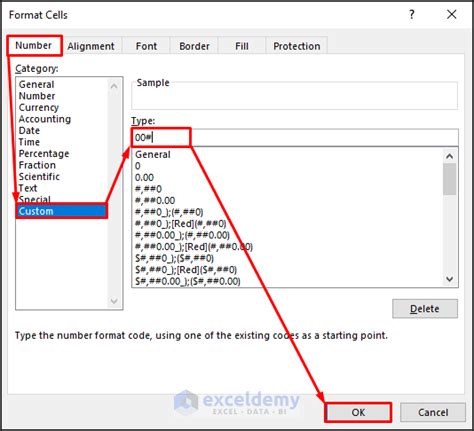 how to get 001 to show in excel