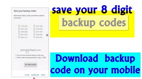 how to get 8 digit backup code