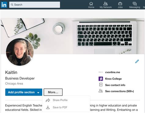how to get a linkedin link for cv