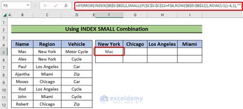 how to get a list based on criteria in excel