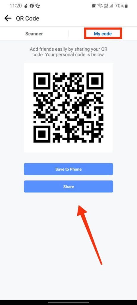how to get a qr code for my facebook account