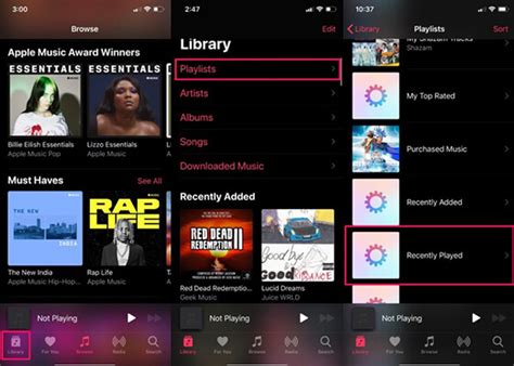 how to get a recently played playlist on apple music