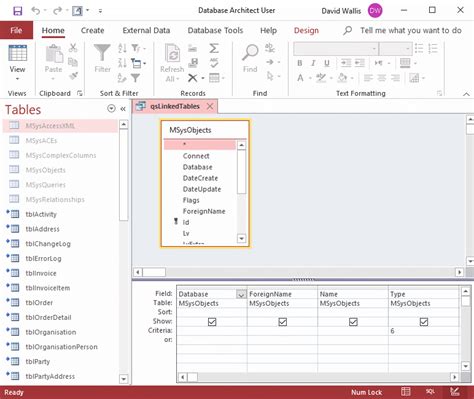 how to get all access objects in access database