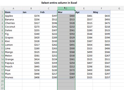 how to get all values in a column excel
