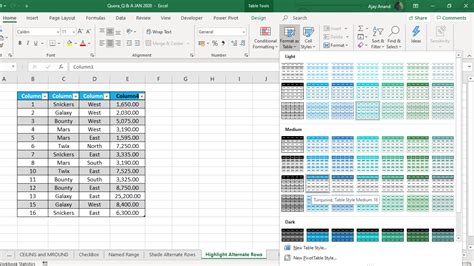 how to get alternate row shading in excel