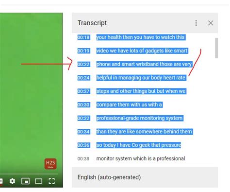how to get audio transcript on youtube