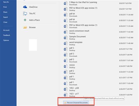 how to get back unsaved documents on microsoft word