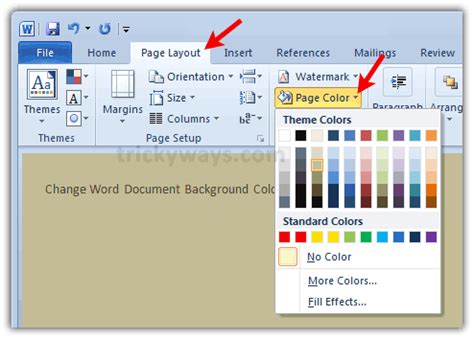 how to get background color in ms word