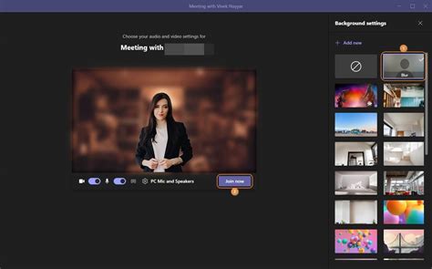 how to get blurred background on teams