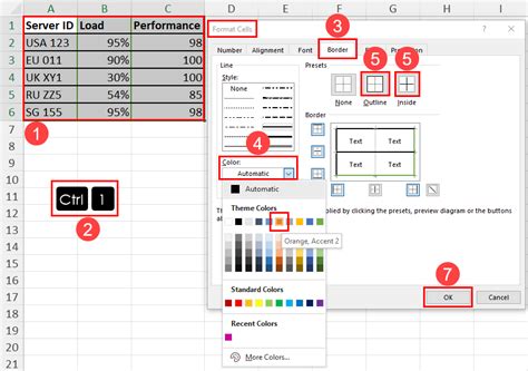 how to get border color in excel