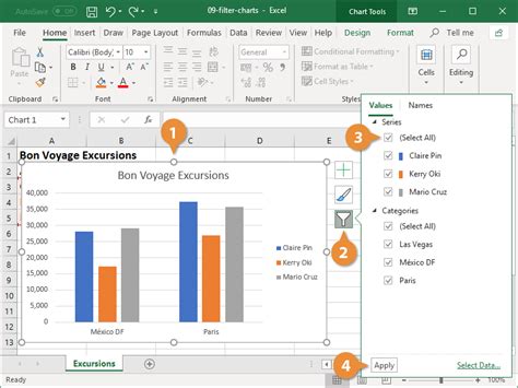 how to get chart filters in excel on mac