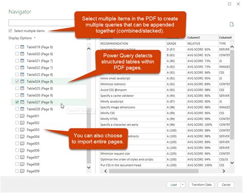 how to get data from pdf in power query