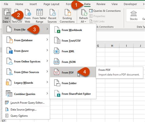 how to get data from pdf to excel using power query