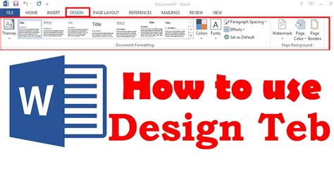 how to get design tab in microsoft word