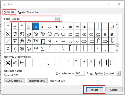 how to get different symbols in word